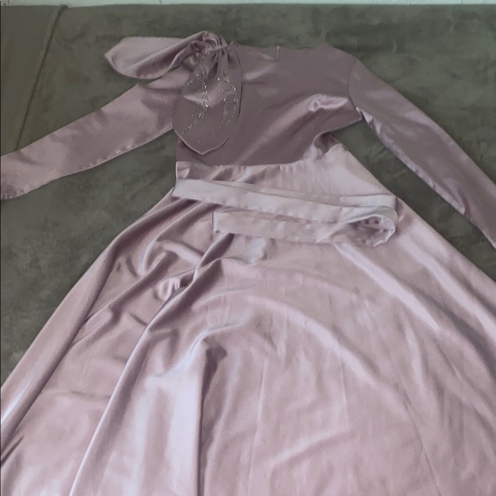 Elegant Mauve Long Sleeve Dress